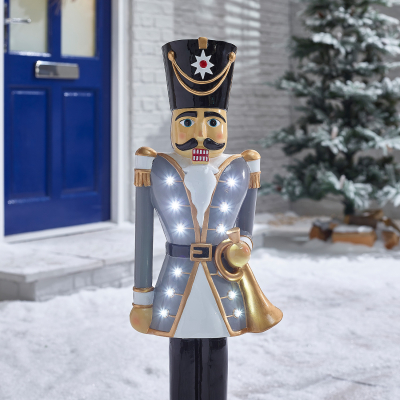 Norbert the Guard 3ft Christmas Nutcracker Figure with Trumpet in Grey