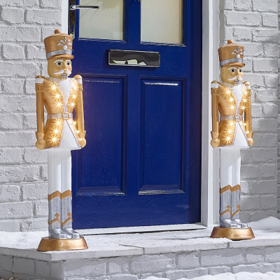 Norbert the Guard 3ft Christmas Nutcracker Figure in Gold - Set of 2