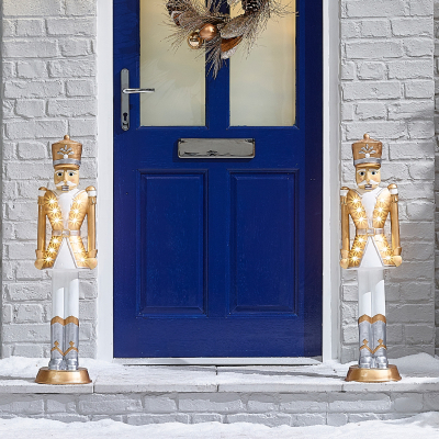 Norbert the Guard 3ft Christmas Nutcracker Figure in Gold - Set of 2