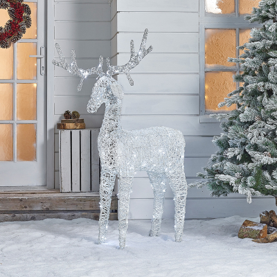 Large Rattan LED Ralph & Deer Friends in White