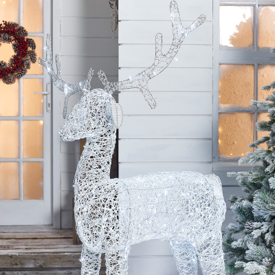 Extra Large Rattan LED Ralph & Deer Friends in White