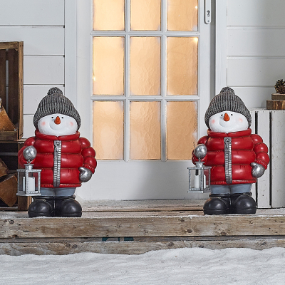 Berry Christmas Snowman Figure - Set of 2