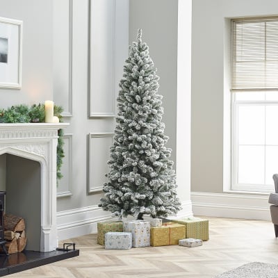 Slim Balsam Fir Green Flocked Christmas Tree - 5ft / 150cm