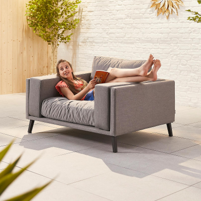 Infinity All Weather Fabric Aluminium Lounging Armchair in Ash Grey