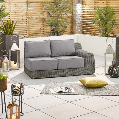 Luxor Rattan Lounging Left Handed Piece in Slate Grey