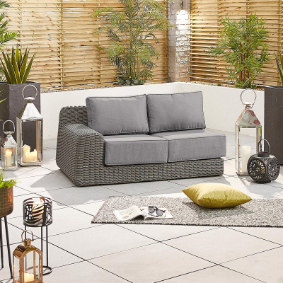 Luxor Rattan Lounging Right Handed Piece in Slate Grey