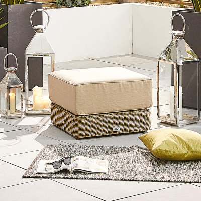 Luxor Rattan Lounging Footstool in Willow