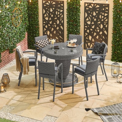 Heritage Henley 6 Seat Rattan Bar Set - Round Table in Slate Grey