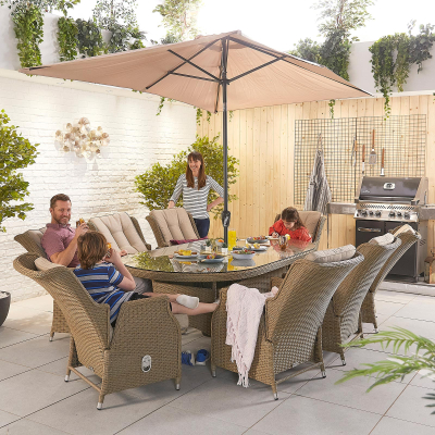 Carolina 8 Seat Rattan Dining Set - Oval Table in Willow