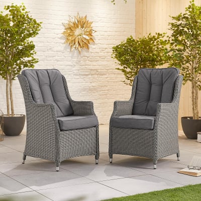 Thalia Rattan Dining Chair - Set of 2 in Slate Grey