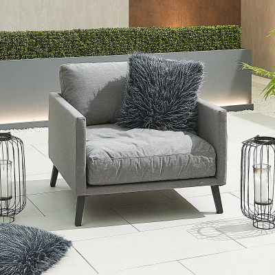 Bliss All Weather Fabric Aluminium Lounging Armchair in Ash Grey