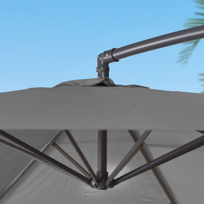 Barbados 3.0m Round Aluminium Cantilever Parasol - Grey Canopy, Grey Frame and 80Kg Base