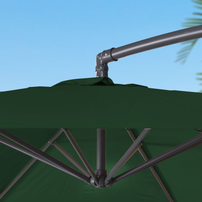 Barbados 3.0m Round Aluminium Cantilever Parasol - Green Canopy, Grey Frame and 80Kg Base