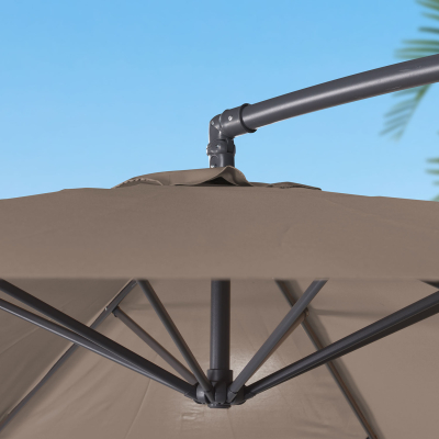 Barbados 3.0m Round Aluminium Cantilever Parasol - Taupe Canopy, Grey Frame and 80Kg Base