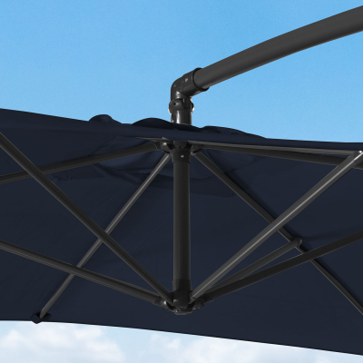 Barbados 3.0m x 2.0m Rectangular Aluminium Cantilever Parasol - Navy Canopy, Grey Frame and 80Kg Base