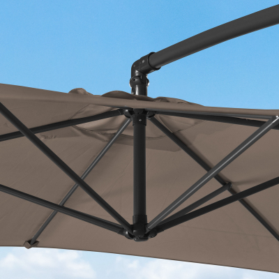 Barbados 3.0m x 2.0m Rectangular Aluminium Cantilever Parasol - Taupe Canopy, Grey Frame and 80Kg Base