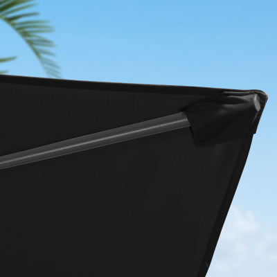 Barbados 3.0m x 2.0m Rectangular Aluminium Cantilever Parasol - Black Canopy, Grey Frame and 80Kg Base