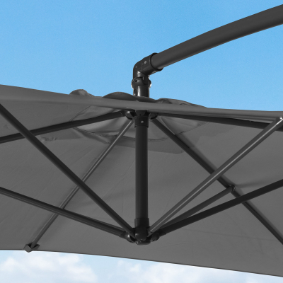 Barbados 3.0m x 2.0m Rectangular Aluminium Cantilever Parasol - Grey Canopy, Grey Frame and 60Kg Base
