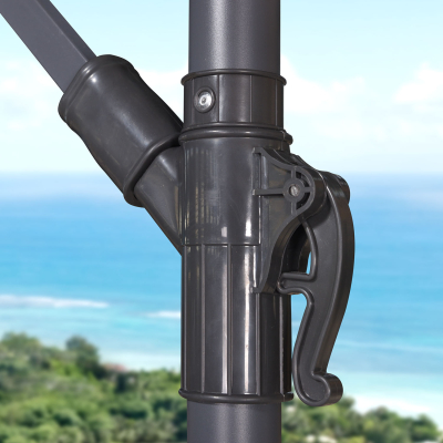 Barbados 3.0m x 2.0m Rectangular Aluminium Cantilever Parasol - Black Canopy, Grey Frame and 60Kg Base