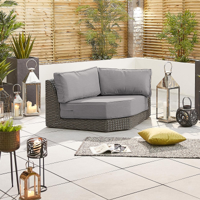 Luxor Rattan Lounging Curved Corner Piece in Slate Grey