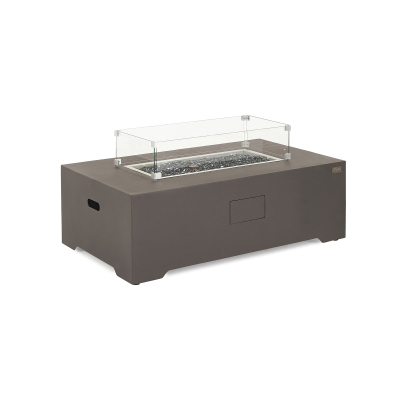 Mars Rectangular Aluminium Gas Fire Pit Table with Windguard in Coffee