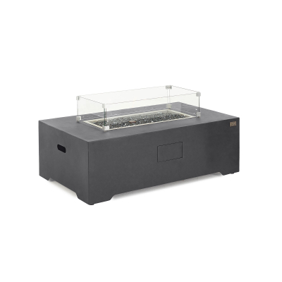 Mars Rectangular Aluminium Gas Fire Pit Table with Windguard in Graphite Grey
