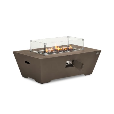 Neptune Rectangular Aluminium Gas Fire Pit Table with Windguard in Coffee
