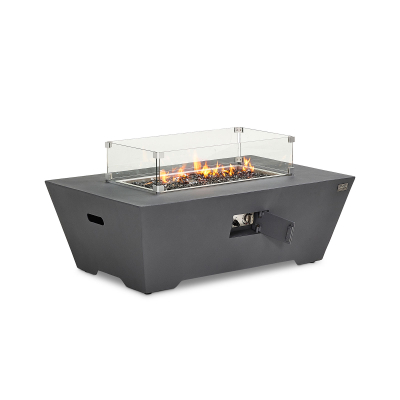 Neptune Rectangular Aluminium Gas Fire Pit Table with Windguard in Graphite Grey