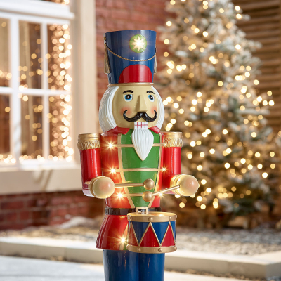 Noel the Soldier 3ft Christmas Nutcracker Figure with Drum in Red - Set of 2