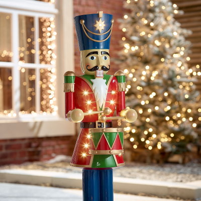 Norbert the Guard 3ft Christmas Nutcracker Figure with Drum in Red - Set of 2