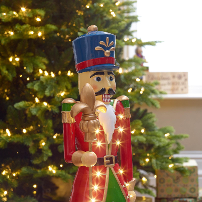 Norbert the Guard 3ft Christmas Nutcracker Figure with Staff in Red