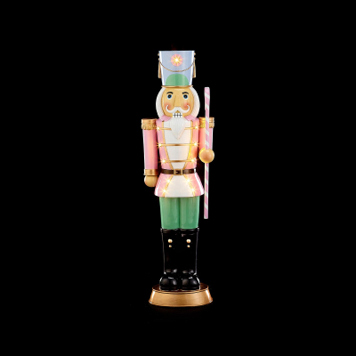 Noel the Soldier 3ft Christmas Nutcracker Figure with Candy Cane in Pink