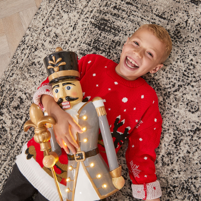 Norbert the Guard 3ft Christmas Nutcracker Figure with Staff in Grey