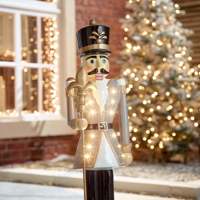 Norbert the Guard 3ft Christmas Nutcracker Figure with Staff in Grey