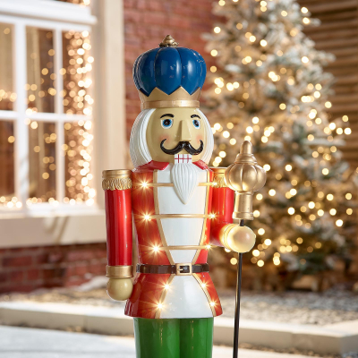 Noel the Soldier 3ft Christmas Nutcracker Figure with Staff in Red