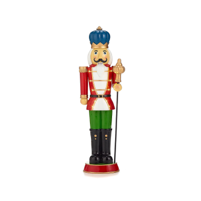 Noel the Soldier 3ft Christmas Nutcracker Figure with Staff in Red - Set of 2