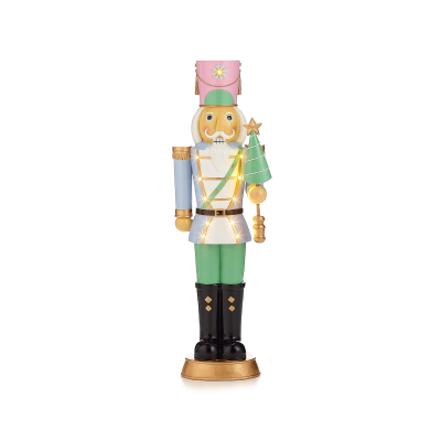 Noel the Soldier 3ft Christmas Nutcracker Figure with Tree in Pink - Set of 2