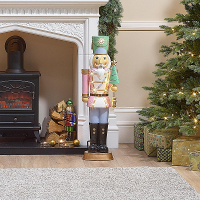 Noel the Soldier 3ft Christmas Nutcracker Figure with Tree in Blue