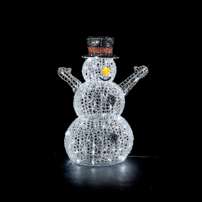 Small Acrylic LED Flurry Snowman Decoration in Cool White
