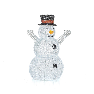 Small Acrylic LED Flurry Snowman Decoration in Cool White