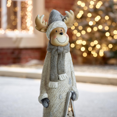 Wonder Deer & Star Christmas Reindeer Figure in Silver - Set of 2