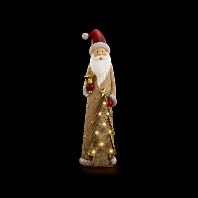 Large Saint Nick & Tree Christmas Santa Figure in Gold
