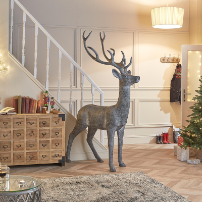 Large Promise Christmas Reindeer Figure in Silver