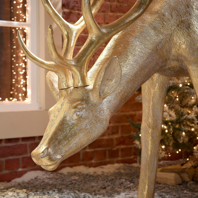 Precious Christmas Reindeer Figure in Gold