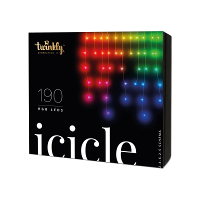 Twinkly 190 LEDs Christmas Icicle Lights in Full Spectrum Multi Colour