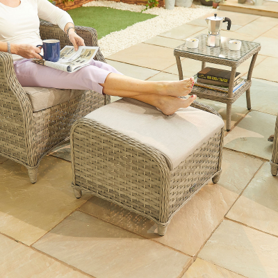 Oyster Rattan 5 Piece Reclining Lounging Set in Oyster