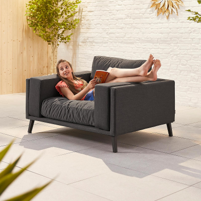 Infinity All Weather Fabric Aluminium Lounging Armchair in Charcoal Grey