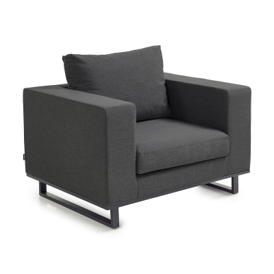 Eden All Weather Fabric Aluminium Lounging Armchair in Charcoal Grey