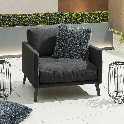 Bliss All Weather Fabric Aluminium Lounging Armchair in Charcoal Grey