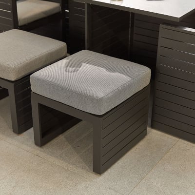 Adria 6 Seat Aluminium Cube Dining Set with 6 Stools - Rectangular Table in Graphite Grey